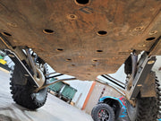 Trail Armor RZR PRO R trailing arm guards installed, both left and right sides underneath