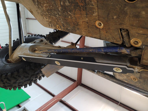 Trail Armor RZR PRO R trailing arm guard installed, hybrid steel and polymer construction view
