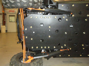Trail Armor RZR XP 900 full skids, close-up of front skid plate and A-arm coverage