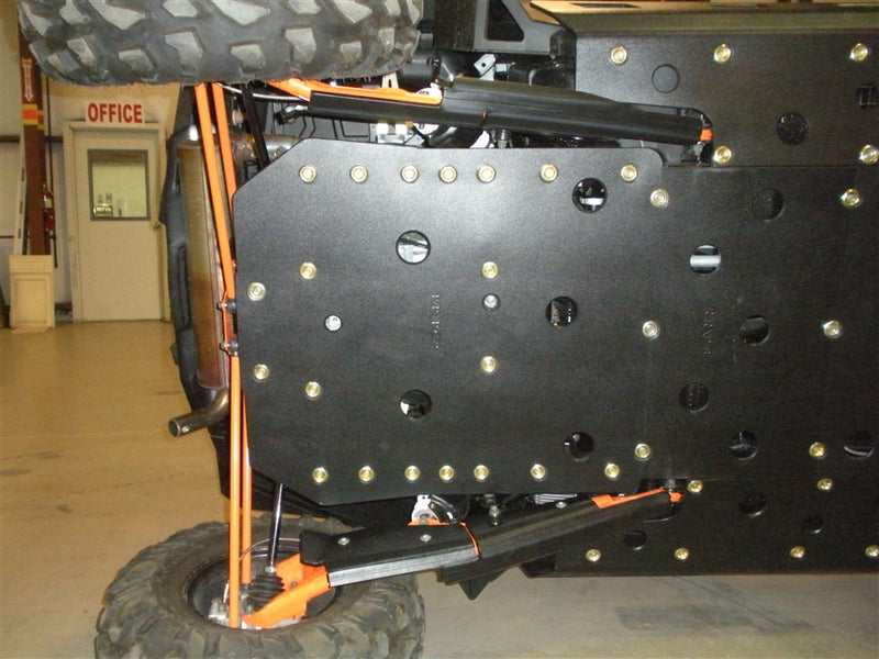 Trail Armor RZR XP 900 full skids, close-up of front skid plate and A-arm coverage
