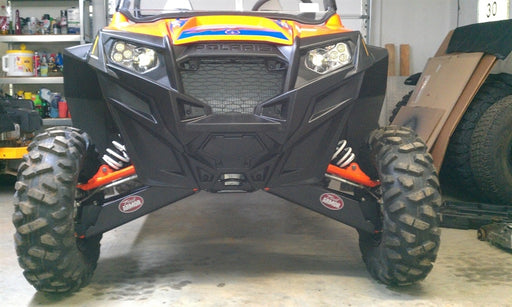 Trail Armor iMpact front arm guards installed on Polaris RZR XP 900 suspension, set of 2