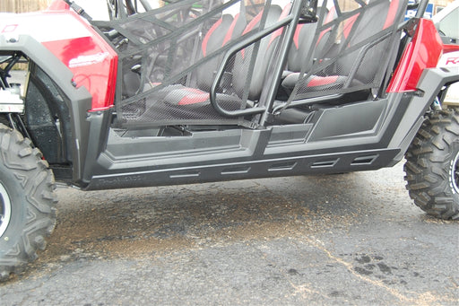 Trail Armor polaris RZR 4 800 skid slider nerfs installed on rocker panel, 2008-2014
